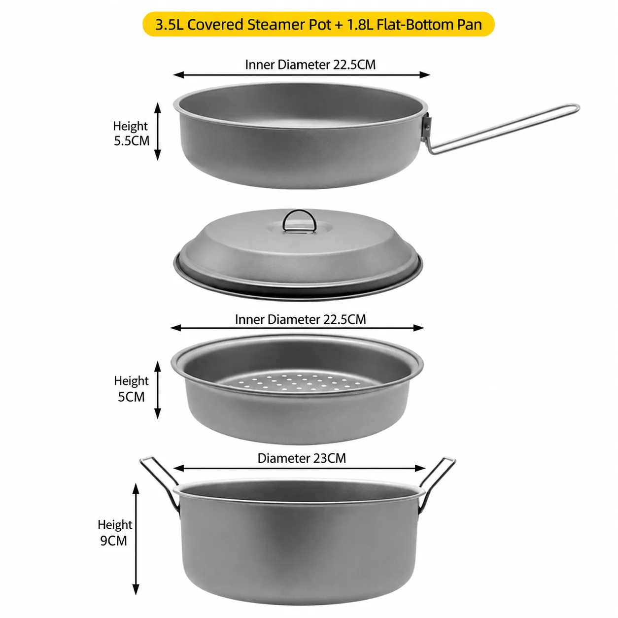 Titanium Frying Pan and Steamer Insert