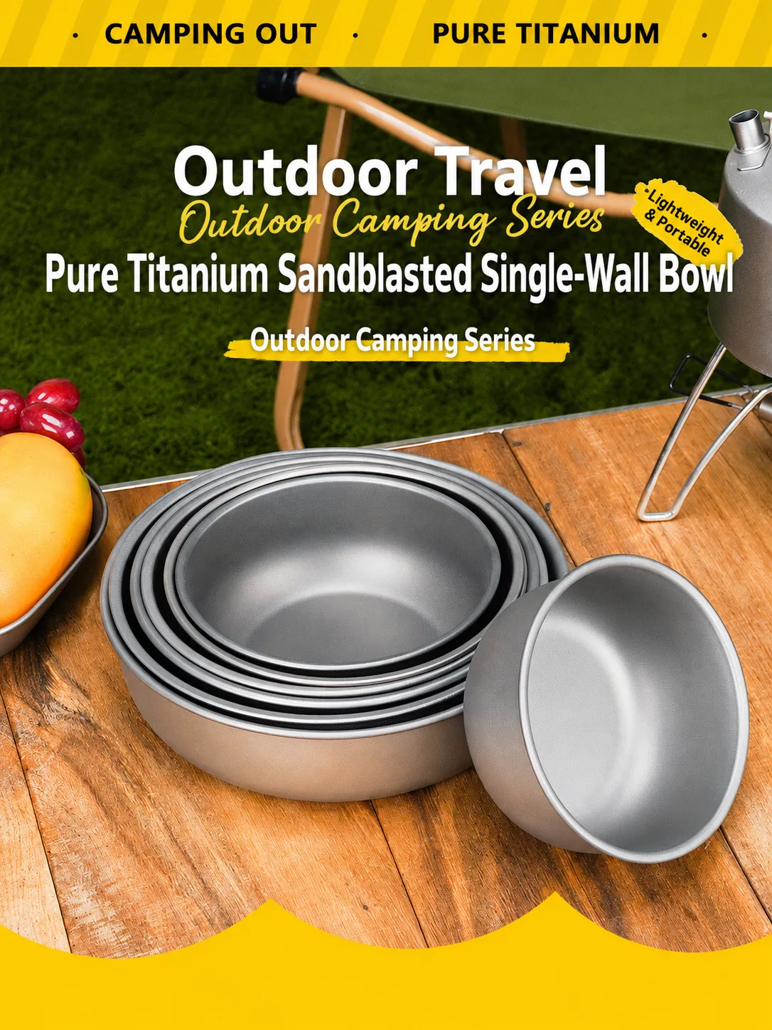 European outdoor titanium camping cookset with ice crystal anodization