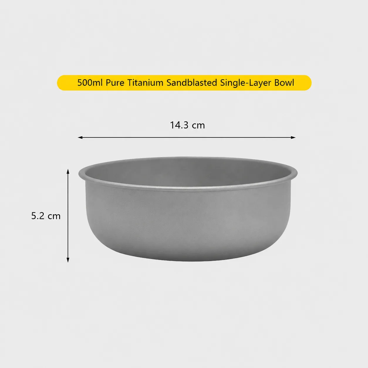 500ml single wall titanium bowl ultralight trail cookware with volume scale