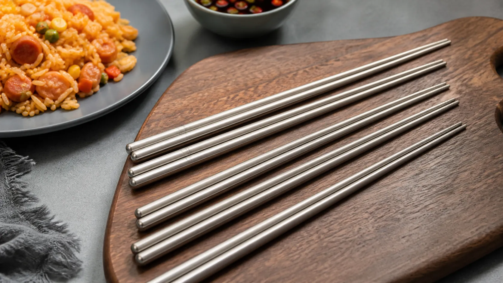 25cm Pure Titanium Ice Crystal Chopsticks Set 5 Pairs