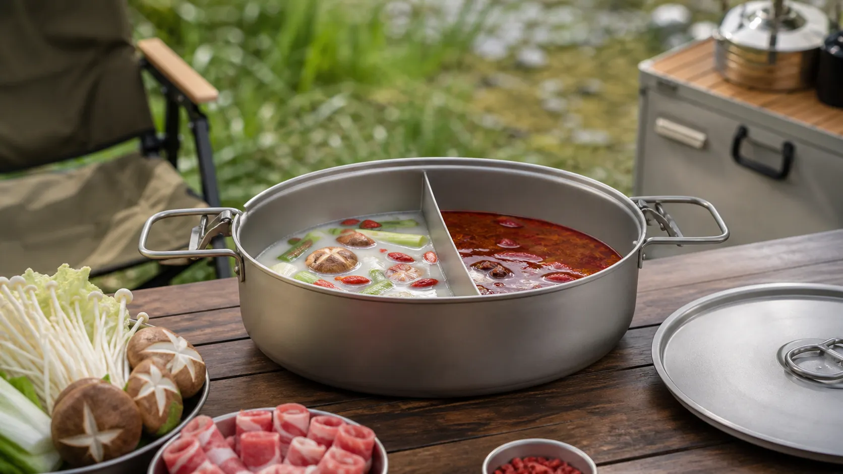 Large Pure Titanium Camping Stock Pot Lid Divider Handles