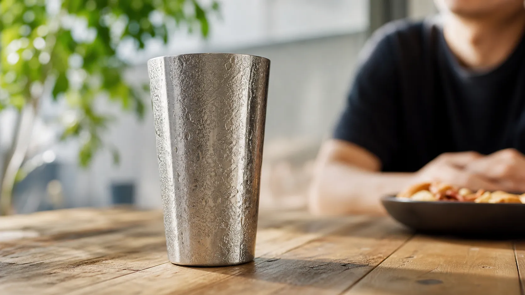 Pure Titanium Double Wall Beer Cup Ice Crystal Tumbler
