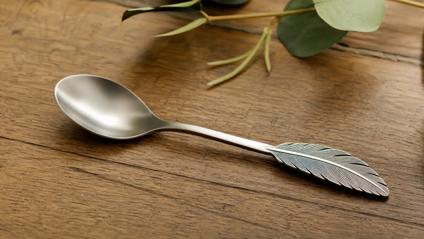 Pure Titanium Phoenix Feather Ice Crystal Tea Dessert Spoon